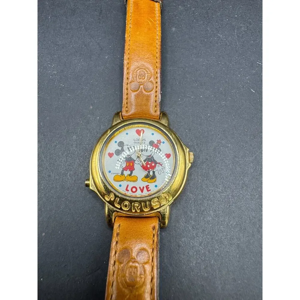 Lorus Disney Musical Mickey & Minnie Love Watch With Brown Leather Band
